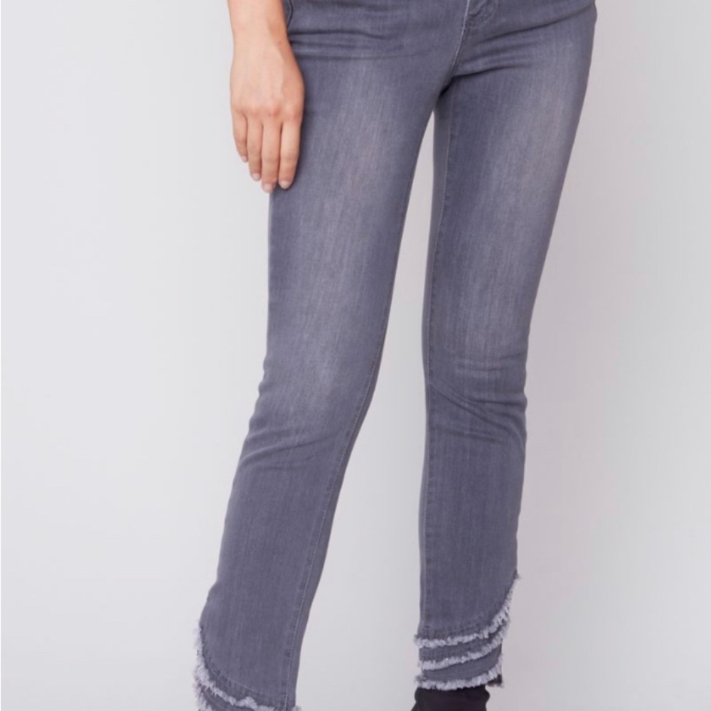 CHARLIE B Gray Ankle Cropped Jeans